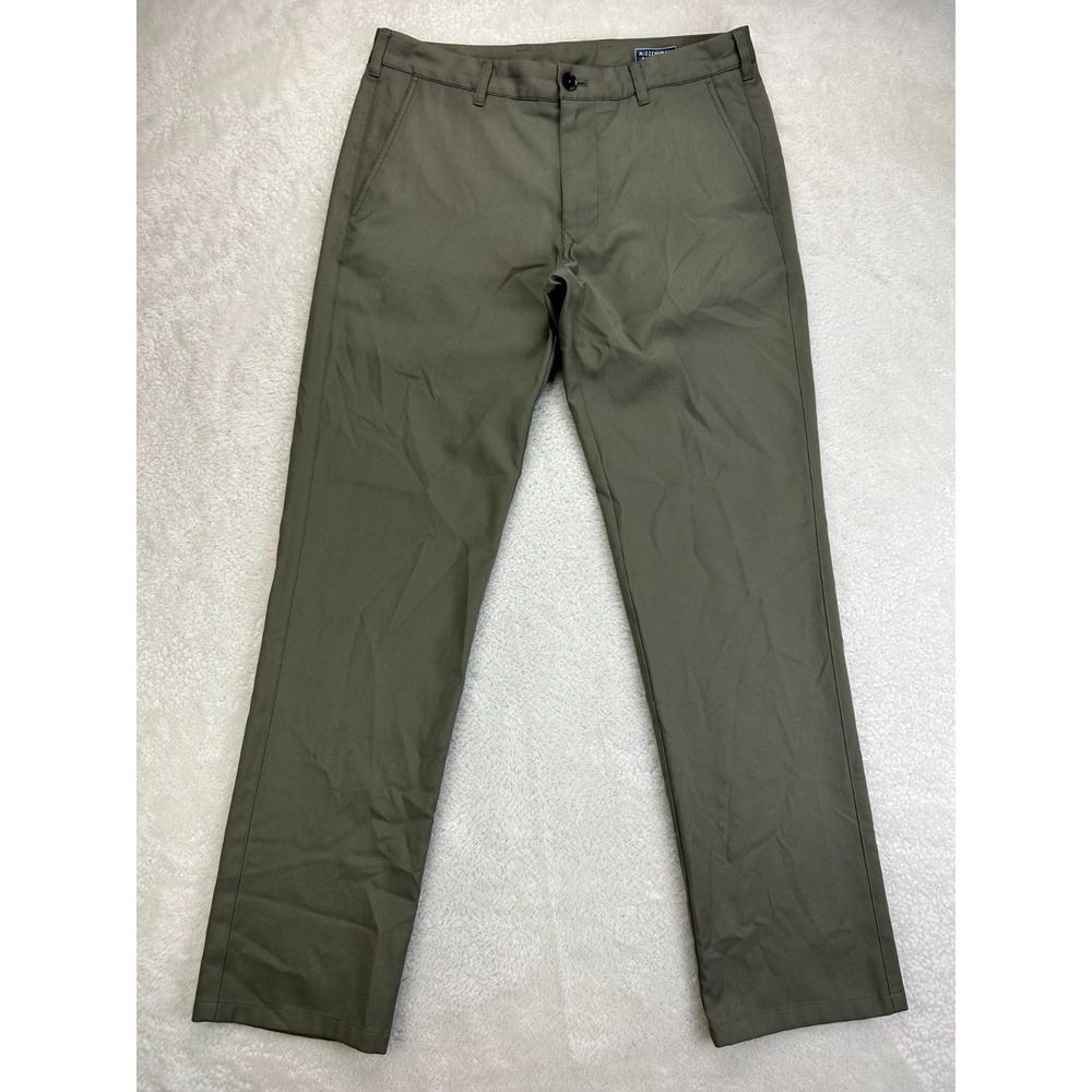 Mizzen Main Baron Chino Pants Mens 32x32 Olive Green Flat Front Athletic Fit